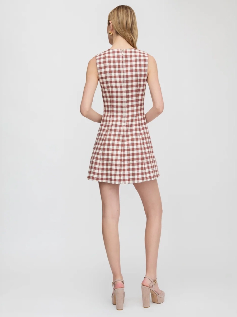 Hill House Home The Angie Dress in Rust Gingham Brown White - Picture 3 of 6